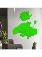 3D Acrylic Lotus Flower Wall Sticker Green 60x90cm