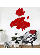 3D Acrylic Lotus Flower Wall Sticker Red
