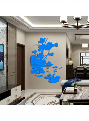 Lotus Plant Flower Wall Sticker Blue 60 X 90cm
