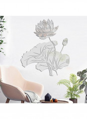 3D Acrylic Lotus Flower Wall Sticker Silver