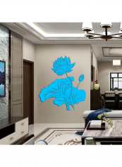 3D Lotus Flower Self Adhesive Wall Sticker Blue 60x90cm