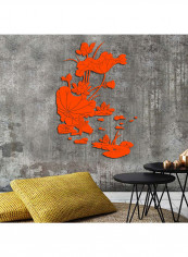 Flower Pattern Wall Sticker Orange 60x90cm
