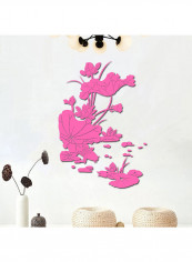 Lotus Plant Flower Pattern Wall Sticker Pink 60x90cm