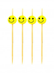 1000-Piece Smiley Face Skewers Beige/Yellow 4inch