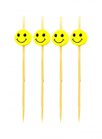1000-Piece Smiley Face Skewers Beige/Yellow 4inch