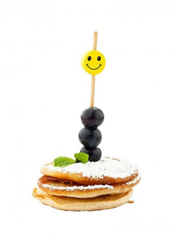 1000-Piece Smiley Face Skewers Beige/Yellow 4inch