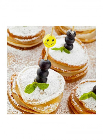 1000-Piece Smiley Face Skewers Beige/Yellow 4inch