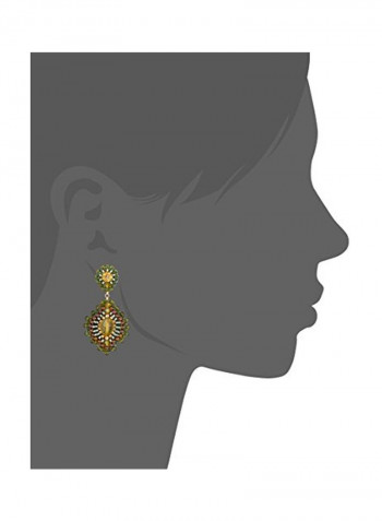 Gold Plated Jade Studded Dangle Earrings