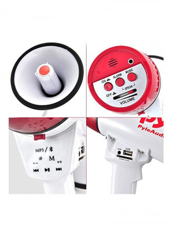 Bluetooth Bullhorn PA Megaphone With Wired Microphone PMP42BT PMP42BT White/Pink/Black