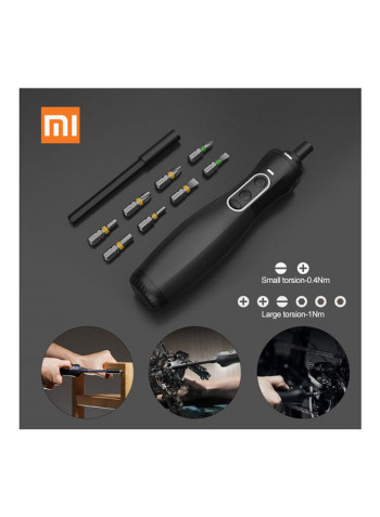 Electric Power Screwdriver Dual Dynamic Mode Multi-purpose Screwdriver With 8 High Matching Screw Heads Black 18.5x6.0x6.0cm