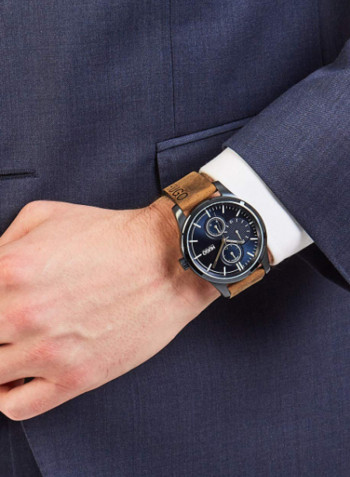Men's Discover Leather Chronograph Wrist Watch 1530083