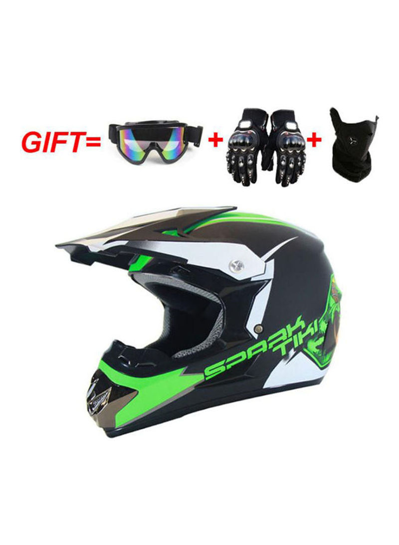 5-Piece Full-Face Off-Road Motorcycle Helmet And Accessories Set 37x37x37cm