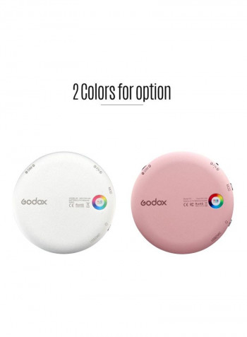 Mini Round LED Light 7.5x2.3centimeter White/Pink