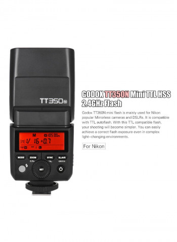 Thinklite TT350N Mini 2.4G Wireless TTL Camera Flash Master Black