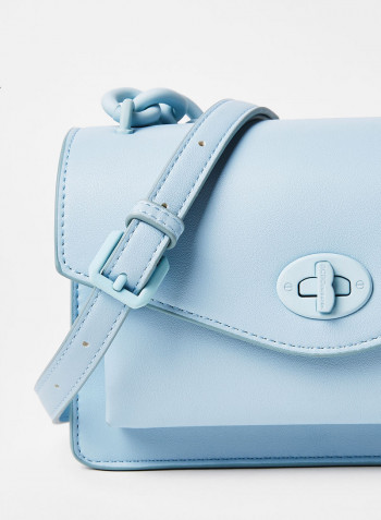 Flap Over Crossbody Bag Blue