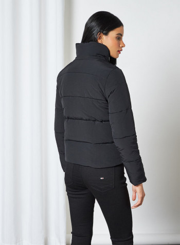 Recycled Nylon Puffer Jacket Black