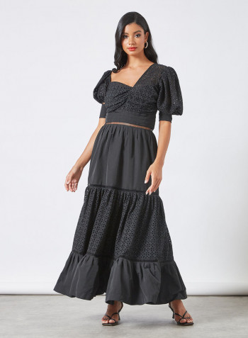 One Shoulder Tiered Dress Black