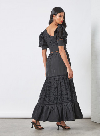 One Shoulder Tiered Dress Black