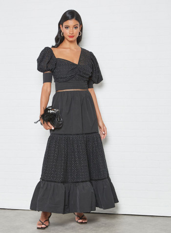 One Shoulder Tiered Dress Black