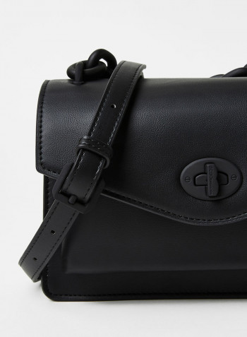 Flap Over Crossbody Bag Black