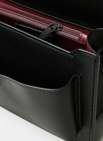 Flap Over Crossbody Bag Black