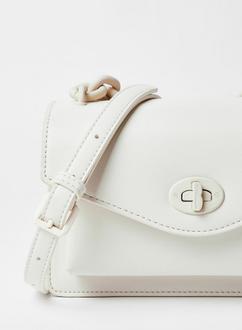 Flap Over Crossbody Bag White
