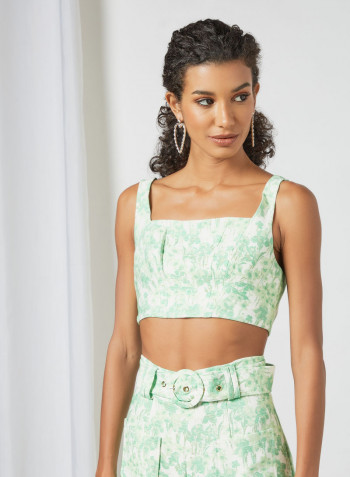 Floral Crop Top Green