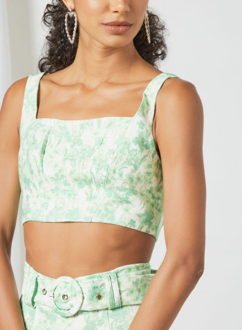 Floral Crop Top Green