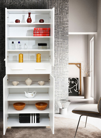 Mix Match 4-Door Tall Sideboard With Drawer White 183x39x70centimeter