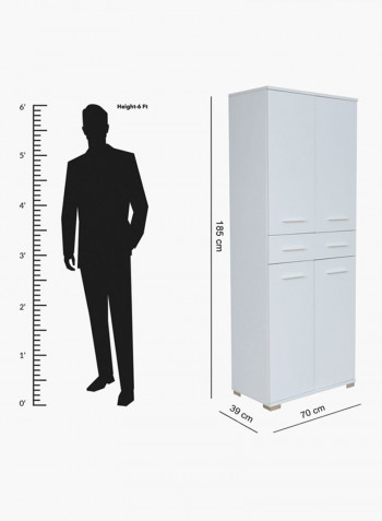 Mix Match 4-Door Tall Sideboard With Drawer White 183x39x70centimeter