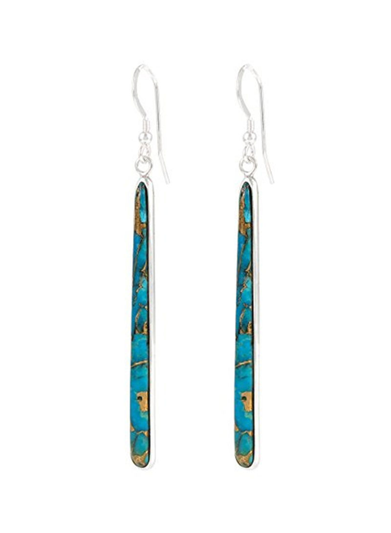 925 Sterling Silver Turquoise Studded Dangle Earrings