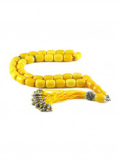 Amber Bakelite Prayer Beads with Sterling Silver Components