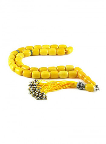 Amber Bakelite Prayer Beads with Sterling Silver Components