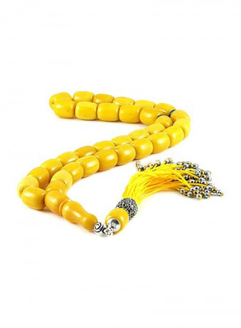 Amber Bakelite Prayer Beads with Sterling Silver Components