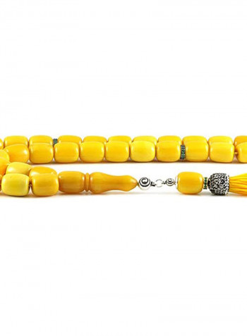 Amber Bakelite Prayer Beads with Sterling Silver Components
