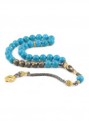 Turquoise Prayer Beads With Sterling Silver Components