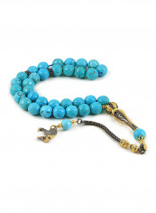 Turquoise Prayer Beads With Sterling Silver Components