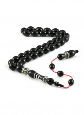 Amber Bakelite Prayer Beads With Sterling Silver Components