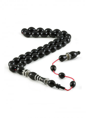 Amber Bakelite Prayer Beads With Sterling Silver Components