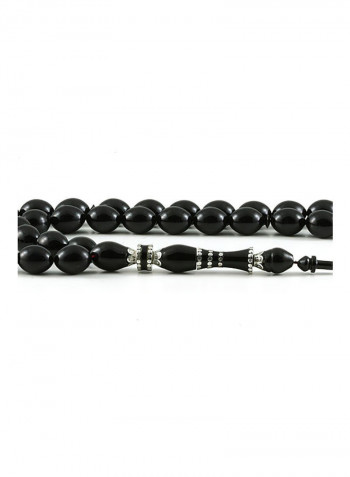 Amber Bakelite Prayer Beads With Sterling Silver Components