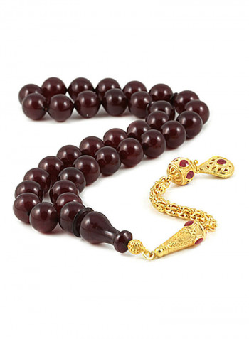 Amber Bakelite Prayer Beads with Sterling Silver components