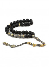 Onyx Prayer Beads With Sterling Silver Components