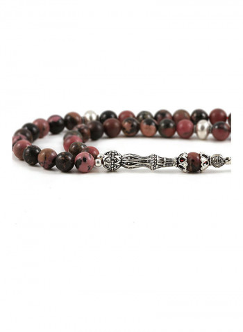 Rhodonite Prayer Beads with Sterling Silver Components