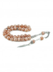 Sunstone Prayer Beads With Sterling Silver Components