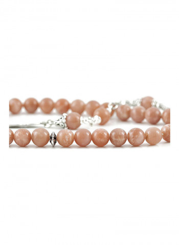 Sunstone Prayer Beads With Sterling Silver Components