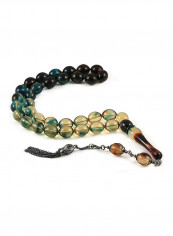 Amber Bakelite Prayer Beads with Sterling Silver Components