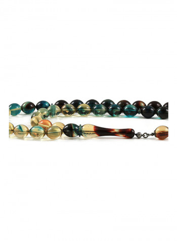 Amber Bakelite Prayer Beads with Sterling Silver Components