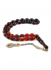 Amber Bakelite Prayer Beads with Sterling Silver components
