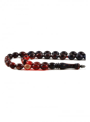 Amber Bakelite Prayer Beads with Sterling Silver components