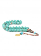 Turquoise Prayer Beads With Sterling Silver Components